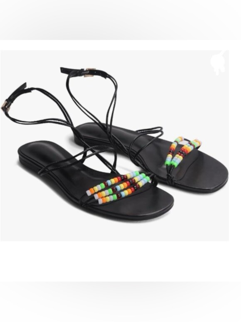 Miss Left Black Beaded Flat Sandals
Rainbow Ankle Strap Open Toe Size 7